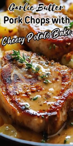 grilled pork chops with cheesey potato sauce