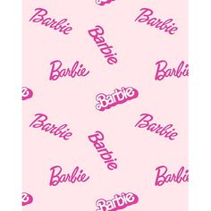 the name barbie is written in pink on a light green background with small pink letters