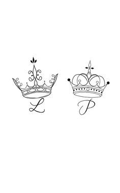 two crowns are shown in black and white, one has the letter l on it