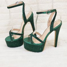 Emerald Green Heels Heels & Wedges, Emerald Green Heels Wedding, Dark Green Heels, Pageant Heels, Emerald Green Shoes, Emerald Green Heels, Emerald Shoes, Emerald Green Outfit, Black Heels Prom