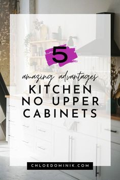 kitchen no upper cabinets Kitchen No Cabinets Upper, Small Kitchen No Upper Cabinets, Kitchen Without Top Cabinets, Kitchens With No Upper Cabinets Ideas, Kitchen With No Cabinets, Kitchen Without Wall Cabinets, Kitchens With No Upper Cabinets