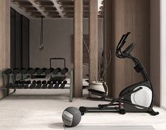 there is a gym with exercise equipment in the room