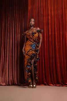 ZEZE Off shoulder Ruffle African Print Maxi Dress Off Shoulder African Dress, Off Shoulder Ankara Gown, African Print Maxi Dress, Nigerian Outfits, Enchanting Dress, African Print Dress Ankara, Combination Fashion, Ankara Gown, African Dresses Modern