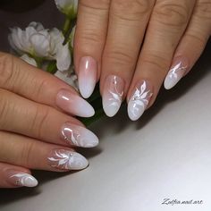 Elegant Nail Art, Valentine Nails, Floral Nail Designs, Floral Nail Art, Nail Art Wedding, Bride Nails, Flower Nail Art