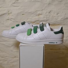 You Can Only Find The White Strap Velcro Stans In America, These Were Only Released In Asia. Never Worn, No Box. Adidas Velcro Shoes, Adidas Originals Shoes, Adidas Shoes Originals, Velcro Shoes, Velcro Sneakers, Green Gradient, Future Trends, Mens Shoes Sneakers, Adidas Shoes