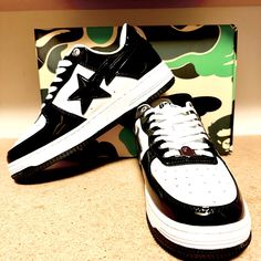 Black And White With Box Bape Shoes Banner, Bape Shop, Shoes Bape, Bape Shoes, Bape Black, Money On My Mind, Shoes Brand, Shoe Brands, Athletic Shoes