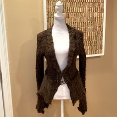 Nwt. 16” Pit To Pit. 22” Length Fitted Mohair Sweater For Layering, Fitted Mohair Sweater For Fall, Mohair Outerwear For Fall, Mohair Outerwear For Fall Layering, Fitted Mohair Outerwear For Fall, Fitted Mohair Outerwear For Winter, Fitted Mohair Cozy Outerwear, Paris Chocolate, Olive Cardigan