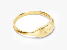 14k Solid Gold Dainty Personalized Signet Ring Graduation Ring, Ring Name, Graduation Rings, Precious Rings, Engraved Initials, Special Symbols, Solid Gold Band, Name Initials, Gold Signet Ring