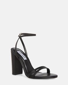 Simple Black Heels, Heels Steve Madden, Western Bag, Strappy Block Heels, Steve Madden Store, Black Strappy Heels, Festival Accessories, Leather Wear, Women's Heels