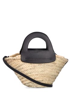 Height: 27cm Width: 34cm Depth: 13cm. Strap drop: 50cm. Top handle drop: 6.5cm. Adjustable leather strap. Double leather top handles Raffia Tote Bag, Black Leather Top, Straw Tote Bag, Woven Raffia, Straw Tote, Fall Floral, Lifestyle Shop, Black Tote Bag, Brand Colors