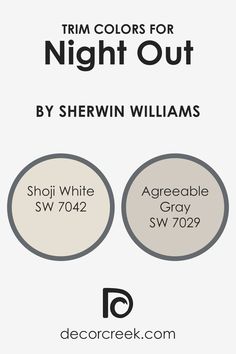 two circles with the words trim colors for night out by sherwin williams on them