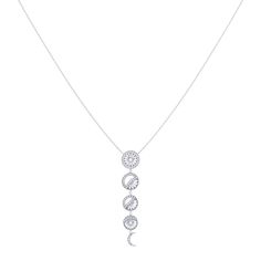 "Transition seamlessly from a day at work to an evening outing with the Moon Phases Necklace. Crafted in 925 Sterling Silver, this necklace features 100% natural, genuine diamonds. 0.19 carats of diamonds are used in individual plate prong and collet prong settings. This necklace is also offered in 14 KT Yellow Gold Vermeil, which gives the piece a long-lasting shelf-life. This necklace is 18\" long and uses a cable chain with lobster clasp. The moon motifs range from 7.5 mm to 9.7 mm in length. Elegant Diamond Moon Phase Jewelry, Elegant Diamond Necklace With Moon Phase Detail, Elegant Diamond Necklace With Moon Phase, Moon Phase Diamond Necklace Fine Jewelry, Fine Jewelry Diamond Moon Phase Necklaces, Diamond Moon Phase Necklace Fine Jewelry, Fine Jewelry Diamond Moon Phase Necklace, Elegant Moon-shaped Diamond Jewelry, Elegant Moon Shaped Diamond Jewelry