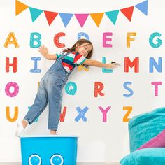 PRICES MAY VARY. FRESHEN-UP YOUR ROOM - Add a touch of education to your home with the alphabets wall decals! Lively and bright alphabets stickers will live up any boy or girl's bedroom. EASY TO PEEL AND STICK - The alphabets wall stickers are easy to apply, just peel and stick. Removes easily without leaving any residue and can be used for repositioning. 100% SAFE FOR THE FAMILY - Non-toxic, high-quality green vinyl and printed with eco-friendly inks to ensure the safety of babies, toddlers or Stickers For Boys, Nursery Decals Girl, Alphabet Wall Decals, Boys Wall Stickers, Childrens Alphabet, Rainbow Wall Decal, Wall Fabric, Boy Girl Bedroom, Bedroom Decals