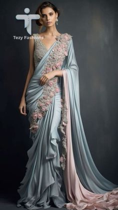 Bollywood Sarees, Flower Brown, Simple Saree Designs, Fancy Sarees Party Wear, Saree Gown, Gaun Fashion, Saree Designs Party Wear, Indian Dresses Traditional, Lehenga Collection