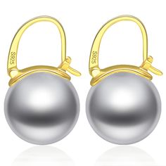 PRICES MAY VARY. 【ELEGANT】This pair of Grey pearl drop earrings is perfectly designed to create a classic vibe, holding a size of 14mm/0.55 inches. Different from a pin, the pearl earrings clasp has an unique shape that is designed to be ergonomic. When you wear it, the hoop naturally grasps your ears. 【MATERIAL】As one of the hottest earring styles at Hugetomato, this 925 Sterling Silver, 14K Gold Plated dangle hoop earrings deserve to be.The pearl is made of big, glossy shell and has a mirror l Big Pearl Earrings, Hot Earrings, Silver Pearl Drop Earrings, Earring Styles, Classic Vibe, Earring Dangle, Big Pearl, Dangle Hoop Earrings, Pearl Hoop Earrings