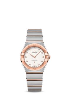 Constellation Quartz 28mm Omega Ladies, Gold Diamond Watches, European Jewelry, Omega Constellation, Gold Alloys, Gold Case, Diamond Watch, Roman Numerals, Bracelet Sizes