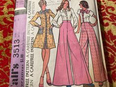 two women's skirts and one woman's blouse are shown in this sewing pattern