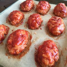 the meatballs are covered in sauce and ready to be baked into buns or muffins