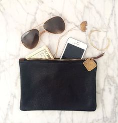 READY TO SHIP: Small Leather Clutch / Pouch (multiple colors) Fold Over Clutch, Platinum Rose Gold, Black Wristlet, Clutch Black, Small Clutch, Saddle Brown, Leather Hide, Clutch Pouch, Leather Pulls