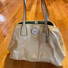 New Never Used Cream Yellow/Whitish Coach Bag Coach White Large Capacity Shoulder Bag, Everyday Cream Coach Satchel, Everyday Coach Cream Satchel, White Coach Satchel For On-the-go, White Coach Bag, Prada Nylon Shoulder Bag, Coach Leather Bag, Grey Shoulder Bag, Suede Purse