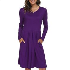 -Material: 95% Polyester, 5% Spandex Lightweight, Comfortable, Soft Surroundings With Stretchy Fabric. -Features: Plain Pleated Swing Dress, Solid Color, Casual Loose Fit Long Sleeve Tunic Dress, Hits The Knees T-Shirt Classy Dress With Pockets, Party Dance O-Neck T-Shirt Dress. -Occasion: Suitable For Casual, Working, Home, Office, Party, Evening, Vacation, Date, Picnic, Shopping, Travel, School, Daily, Spring, Fall And Winter. Just Ask For Available Sizes S M L Xl Xxl 3xl Items No. Mm0052 Long Sleeve Tunic Dress, Dress Occasion, Party Dance, Office Party, Travel School, Shopping Travel, Soft Surroundings, Loose Dress, Long Sleeve Tunic