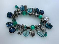 Vintage 8" Bracelet Stretchy With Silver Toned Blue And Green Beads Shows Wear Used Wedding Bracelets, Green Beads, Wedding Jewelry Bracelets, Green Bead, Wedding Bracelet, Blue And Green, Jewelry Ideas, Wedding Jewelry, Beaded Jewelry