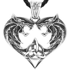 Viking Wolf Heart Necklace Stainless Steel Geri Freki Wolves Norse Pendant Odin Wolves, Wolf Heart, Geri And Freki, Female Wolf, Norse People, Negative And Positive, Viking Wolf, Two Wolves, Odin God