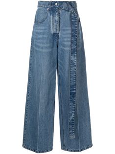 marbled indigo blue cotton-denim high waist button fly fastening belt loops classic five pockets wide leg long length Alexander Wang Jeans, High Waisted Wide Leg Jeans, Denim Belt, Trousers Jeans, Wide Leg Denim, Indigo Blue, High Waisted Denim, High Jeans, Long Length