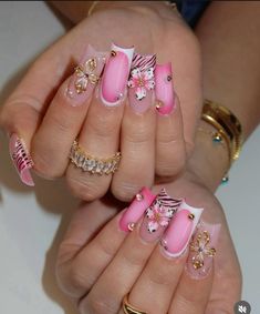 Kawaii Nails, Nails Pink, Pink Acrylic Nails, Square Acrylic Nails, Pretty Acrylic Nails