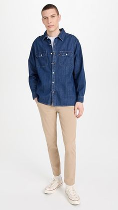 Levi's Jackson Worker Overshirt | Shopbop Unstructured Denim Jacket With Button Closure For Spring, Casual Fitted Jeans With Flap Pockets, Washed Blue Denim Jacket With Patch Pockets, Button-up Denim Blue Jeans For Winter, Winter Button-up Denim Blue Jeans, Long Sleeve Denim Jacket With Flap Pockets, Fitted Denim Jacket With Lapel Collar, Fitted Cotton Denim Jacket With Lapel Collar, Medium Wash Cotton Button-up Outerwear