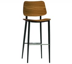 an image of a bar stool with wooden seat