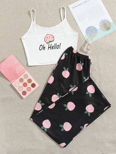 Cute Pijamas, Cute Lounge Outfits, Cute Outfits With Shorts, Cartoon Fruit, Cute Pjs, Cute Nike Outfits, Cute Pajama Sets, Cute Sleepwear, Cute Dress Outfits