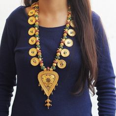 This Necklace is fully handmade. It is made with thread, brass & beads. It is a long traditional necklace. Its length is adjustable from 20 inches to 26 inches long. It can be worn for any occasion/celebration. Traditional Necklace, Wedding Necklaces, Brass Beads, Wedding Jewellery Necklace, Handmade Beads, Gold Jewelry Fashion, Handmade Necklace, Wedding Necklace, Handmade Necklaces