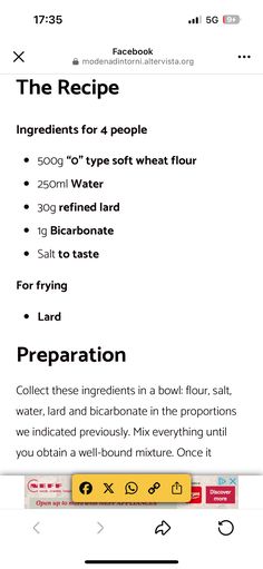 the recipe is displayed on an iphone screen