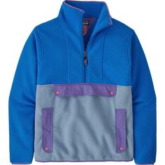 When we're cozying up at camp after encountering every possible weather condition during our day hike, we pull on the Synch Anorak for its timeless style and warm vibes. There are three zippered pockets to stash our essentials, and they're all mesh-lined so that we can easily vent out heat when the campfire gets a little too toasty. Patagonia Hooded Fleece Jacket For Outdoor Activities, Fleece Jacket With Kangaroo Pocket For Outdoor Activities, Patagonia Sporty Outdoor Fleece Jacket, Fleece Outerwear With Kangaroo Pocket For Outdoor Activities, Patagonia Fleece Jacket With Fleece Lining For Outdoor, Casual Outdoor Fleece Jacket With Kangaroo Pocket, Patagonia Fleece Jacket With Pockets For Outdoor Activities, Patagonia Fleece Jacket With Pockets For Hiking, Casual Patagonia Fleece Jacket For Outdoor Activities