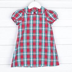 This sweet Red and Green Plaid Sally Dress is picture perfect! Add a monogram for the perfect Christmas look! Sally Dress, Green Plaid Dress, Celebrate Christmas, Green Plaid, Plaid Dress, Perfect Christmas, Hanging Ornaments, Picture Perfect, Red Green