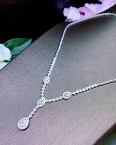 HANDCRAFTED TO PERFECTION! SPECIAL, BRIDAL PERFECT DESIGN! Featuring 4 pcs of large 0.2-0.3 carat pear diamond and 197 accent, UNTREATED AND GENUINE F/VS QUALITY SPARKLING DIAMONDS! Perfect for everyday! SET IN 18K SOLID WHITE GOLD HANDCRAFTED NECKLACE! Perfect as a gift or necklace for any occasion! Sometimes round diamonds are just so boring, why not have a little fun and try pear shaped diamonds? It's symmetric. It's sparkling. And it's eternally precious! SUGGESTED RETAIL VALUE: $7,800 DIAMO Luxury White Pear-shaped Diamond Necklace, Luxury Diamond Wedding Necklace, Pear Shaped Fine Jewelry For Weddings, Diamond Cut Diamond Necklace For Wedding, Platinum White Gold Diamond Necklace For Wedding, Silver Platinum Bridal Necklace With Diamond Cut, Pear-shaped Cubic Zirconia Wedding Jewelry In Diamond White, Luxury Silver Bridal Necklace With Prong Setting, Classic White Gold Diamond Necklace For Wedding