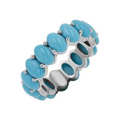 Turquoise is essential in all jewelry collections, especially for our Baby Gold Fam! We have launched a true essential! Our Turquoise Oval Eternity ring features all natural turquoise oval stones hand set by our master setters. Not only is this a showstopper for the bold look it will create but it is critical in its natural powers for warding off negative vibes and bad energy. your new favorite ring will soon be a coveted heirloom. 

Size: 6mm Wide 
Genuine Turquoise 6mm x 4mm Oval Cabochons
Due Oval Eternity Band, Negative Vibes, Bad Energy, Genuine Turquoise, Oval Stone, Favorite Rings, Eternity Band, Natural Turquoise, Eternity Bands