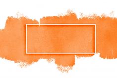 an orange paint with a white rectangle frame on it's side, in front of a white background