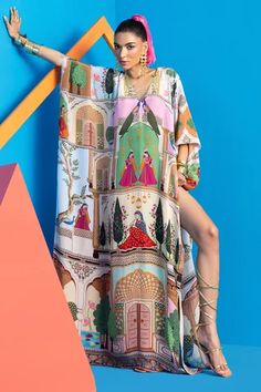 Shop for Limerick by Abirr N' Nanki Multi Color Crepe Danya Printed Kaftan for Women Online at Aza Fashions Navratri Silk Dress With Digital Print, Silk Digital Print Festival Kaftan, Multicolor Silk Dress With Dabka, Festive Digital Print Kaftan For Festivals, Designer Multicolor Dabka Kaftan, Multicolor Dabka Kaftan For Festivals, Designer Digital Print Dresses For Festivals, Festival Dresses With Digital Print, Designer Multicolor Kaftan For Festivals