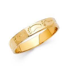 New Women 14k Yellow Gold Baby Footprint Eternity Band Ring Size 7 Material Type : 14k Gold Material Color : Yellow Width : 3 Mm Item#1859-1.8 Baby Footprint, Red Stone Ring, Vintage Gold Rings, Baby Footprints, Eternity Band Ring, Pearl Cream, Gold Filled Ring, Gold Baby, Blue Zircon