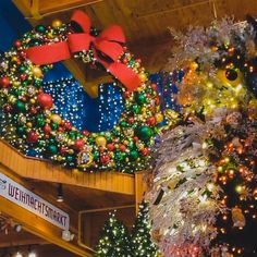 the christmas decorations are on display at the store