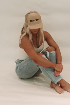 Custom embroidered margs Dad hat & Trucker hats Brimmed Hat Outfit, Trucker Hat Outfit, Cutesy Outfit, Pearl Bride, Women Trucker, Western Style Outfits, Trendy Hat, Dad Cap, Fall Fits