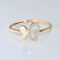 14k Solid Gold Dainty Butterfly Ring. Real Gold Butterfly Ring. Unique Design Butterfly Ring For Her with premium grade D Color (colorless) VS/SI clarity moissanite. 💙 Unique design, premium fine jewelry for her. 💙 Our jewelry is handcrafted with love and great care at San Francisco Bay! 💙 You will receive them exactly as pictured. We don't use any filters, all photos are authentic and unedited. 💙 The ring material is 14k Solid gold, should not be confused with gold plating or filling. It wo Gold Butterfly Ring For Anniversary, Gold Diamond Butterfly Ring For Promise, Gold Heart Ring With Diamond Accents, Gold Diamond Butterfly Promise Ring, Gold Butterfly Promise Ring, Dainty Fine Jewelry, Ring Unique Design, Gold Butterfly Ring, Alexandrite Jewelry