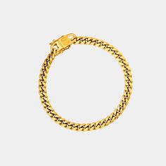 A powerful statement piece ideal for pairing with a matching chain or wearing alone as a bold addition to your daily aesthetic. A classic bracelet with sharp-edged links and flawless shine. MATERIAL No Green Skin Guarantee® Plated with Genuine 18 Karat Yellow Gold Surgical & Military Grade 316L Stainless Steel Cuban Link Style Bracelet *Please note - On the inside of links, there may be a very small spot of soldering due to link attachments. This is not due to fading but only to strengthen the l Classic Cuban Link Chain Bracelet For Everyday, Classic Chunky Chain Bracelet, Classic Cuban Link Chunky Chain Bracelet, Classic Chunky Cuban Link Chain Bracelet, Classic Cuban Link Bracelet With Chunky Chain For Everyday, Classic Cuban Link Bracelet With Chunky Chain, Daily Aesthetic, Cuban Link Bracelet, Premium Jewelry