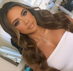 Natural Makeup For Gold Dress, Debs Makeup Brown Eyes, Wedding Guest Makeup And Hair, Prom Makeup Brown Girl, Makeup Looks For Black Dresses, Brown Eyes Prom Makeup, Makeup Look Natural Glam, Glowy Glam Makeup Prom, Fall Make Up Looks For Brown Eyes