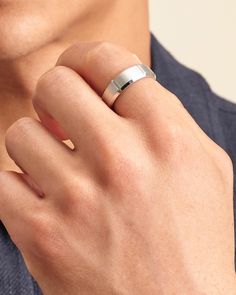 We've stripped this men's silver ring down to its essential elements: minimal shape, strong lines, and durable material. Upgrade to our Wilshire set to pair this perfect ring with its twin cuff bracelet. Solid Gold Chains, Mens Silver Rings, Silver Shop, Rings Cool, Personalized Rings, Engraved Items, Size 10 Rings, Pendant Bracelet, Stainless Steel Rings