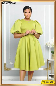 Round Neck Chic Puff Sleeve Slim Waist Swing A-line Dress Evening A-line Puff Sleeve Dress For Spring, Chic Solid Color Pleated Puff Sleeve Dress, Spring Party Puff Sleeve Solid Color Dress, Spring Party Puff Sleeve Dress In Solid Color, Solid Pleated A-line Mini Dress, Elegant Puff Sleeve Bubble Dress For Spring, A-line Pleated Mini Dress, Elegant Spring Bubble Dress With Puff Sleeves, Elegant Bubble Dress With Puff Sleeves For Spring