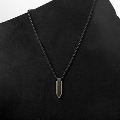 Modern Black Necklace With Oxidized Finish, Modern Black Metal Chain Necklace, Modern Black Jewelry With Oxidized Finish, Modern Black Oxidized Jewelry, Modern Gunmetal Jewelry With Adjustable Chain, Modern Pendant Chain Necklace With Box Chain, Minimalist Gunmetal Box Chain Jewelry, Minimalist Gunmetal Jewelry With Box Chain, Modern Black Necklace With Box Chain