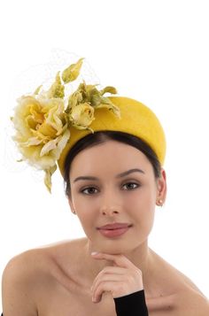 Yellow Headband, Royal Ascot Headband, Yellow Hat, Royal Ascot, Fascinator, Yellow Ascot Hats, Kentucky Derby Hat, Fascinator, Hats Women Wedding, Fascinator Hat, Yellow Wedding Hat  EVITA in yellow  Headband width at the centre is 11 cm and therefore suitable for Royal Enclose at Royal Ascot. Secured with elastic headband and has haircomb for extra security.  Made using eco-friendly Sinamay manufactured in Philippines. Sinamay is a 100% natural and durable material that consists 100% abaca fibr Derby Hats Diy Ideas, Derby Headband, Black Leather Hat, Yellow Headband, Hair Accessories Tiara, Royal Ascot Hats, Sinamay Hats, Derby Fascinator, Ascot Hats